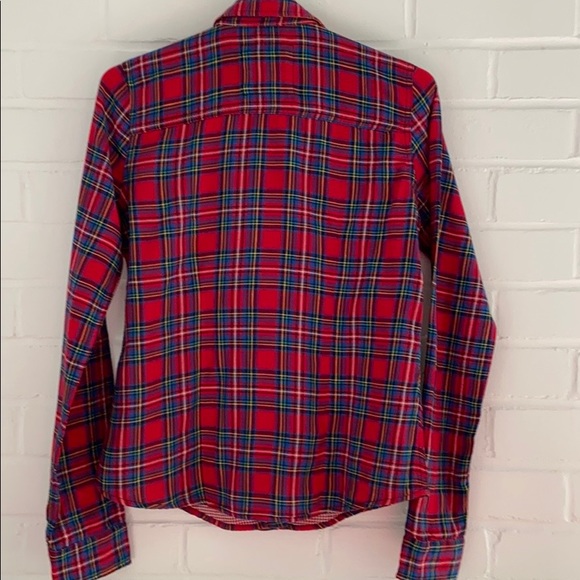Girls Teens Womens Abercrombie Festive Holiday Christmas Plaid Shirt Size M - Picture 4 of 6